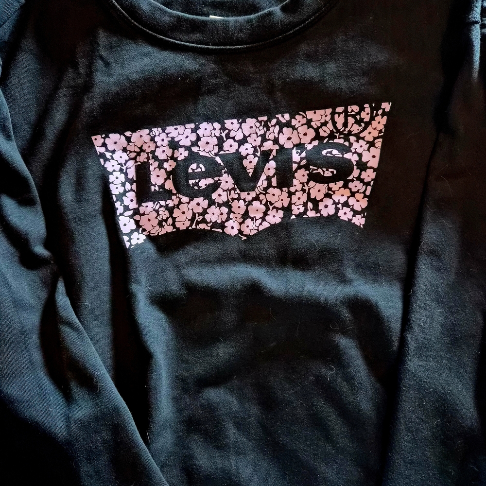 Levi's Black Sweatshirt with Pink Floral Logo